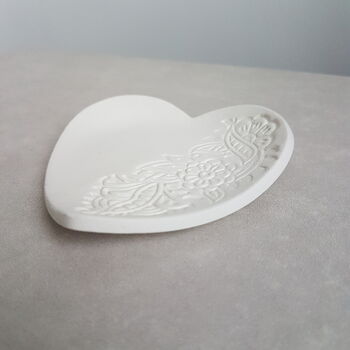 Henna Pattern Heart Shaped Clay Trinket Dish, 2 of 4