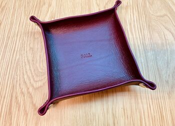 Personalised Burgundy Leather Desk Accessories Tray, 12 of 12
