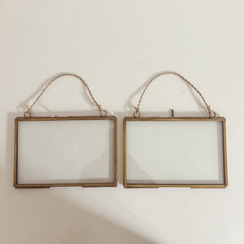 Set Of Two Hanging Brass Photo Frames 6x4inches, 4 of 6