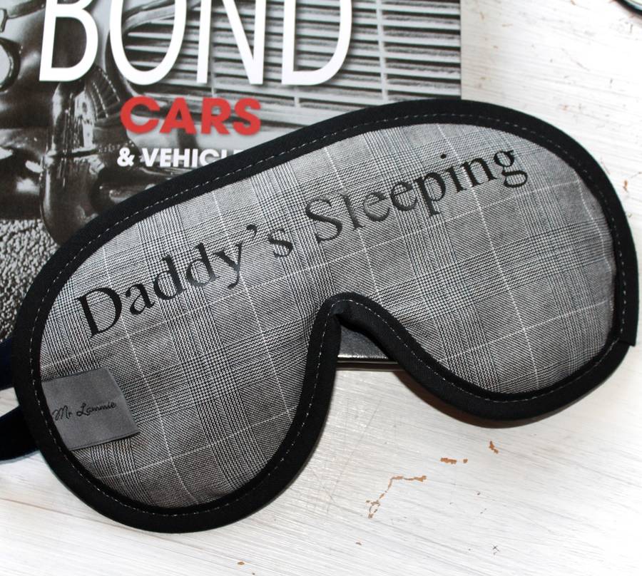 Men's Personalised Luxury Sleep Mask Grey Check By Love Lammie & Co