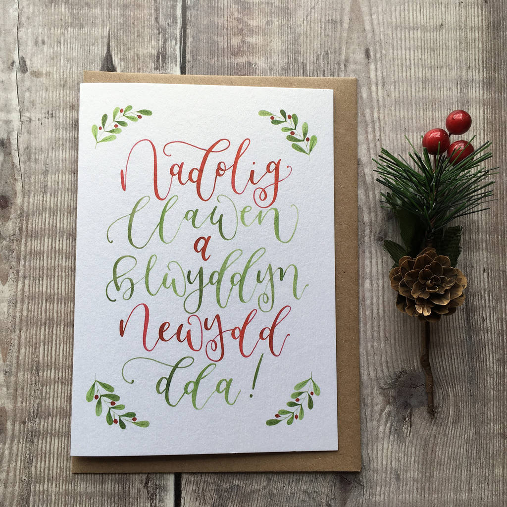 mixed pack of welsh hand lettered christmas cards by eleri haf designs