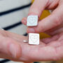 Wedding Couples Heart Personalised Square Cufflinks, thumbnail 1 of 12