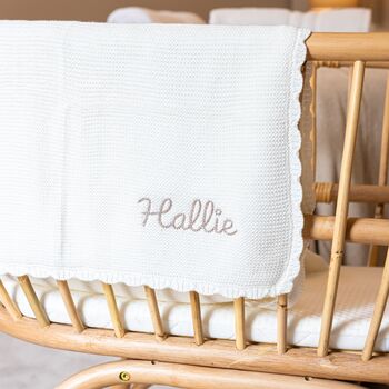 Scalloped Edge Baby Knit Blanket | Personalised, 3 of 6