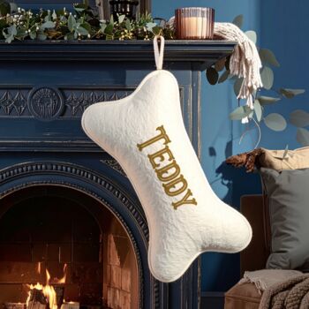 Personalised Dog Bone Christmas Stocking, 2 of 6
