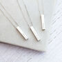 Sterling Silver Engraved Cubed Bar Necklace, Personalised, thumbnail 1 of 8