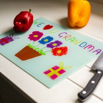Personalised Child's Drawing Chopping Board For Dads, 8 of 8