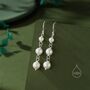 Sterling Silver Natural Pearl Trio Drop Hook Earrings, thumbnail 3 of 11