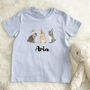 Kids Personalised Watercolour Bunnies T Shirt, thumbnail 3 of 6