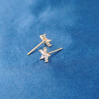 April Birthstone Flower Stud Earrings, 5 of 7
