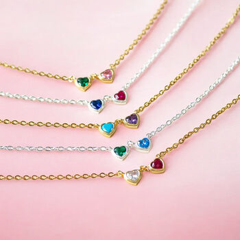 Double Birthstone Heart Link Necklace, 5 of 7
