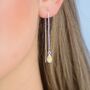 Sterling Silver Teardrop Birthstone Threader Earrings, thumbnail 3 of 7