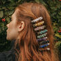 Turquoise Crystal Hair Clip Set Of Two, thumbnail 4 of 5