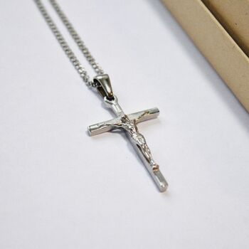 Crucifix Handmade Stainless Steel Necklace, 4 of 5