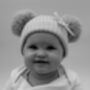 Biscuit Double Pom Pom Baby Hat With Velvet Bow, thumbnail 2 of 3