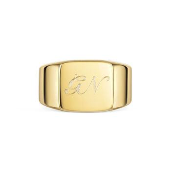 Rectangular Signet Ring 18 K Gold Plated Solid Silver, 2 of 6