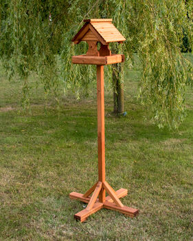 Personalised Woodland Timber Roof Bird Table, 2 of 3