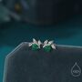 Sterling Silver Tiny Leaf With Natural Green Onyx Stud Earrings, thumbnail 1 of 12