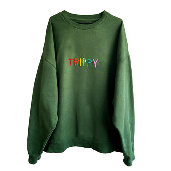 Green Hand Embroidered Trippy Sweatshirt, 6 of 7