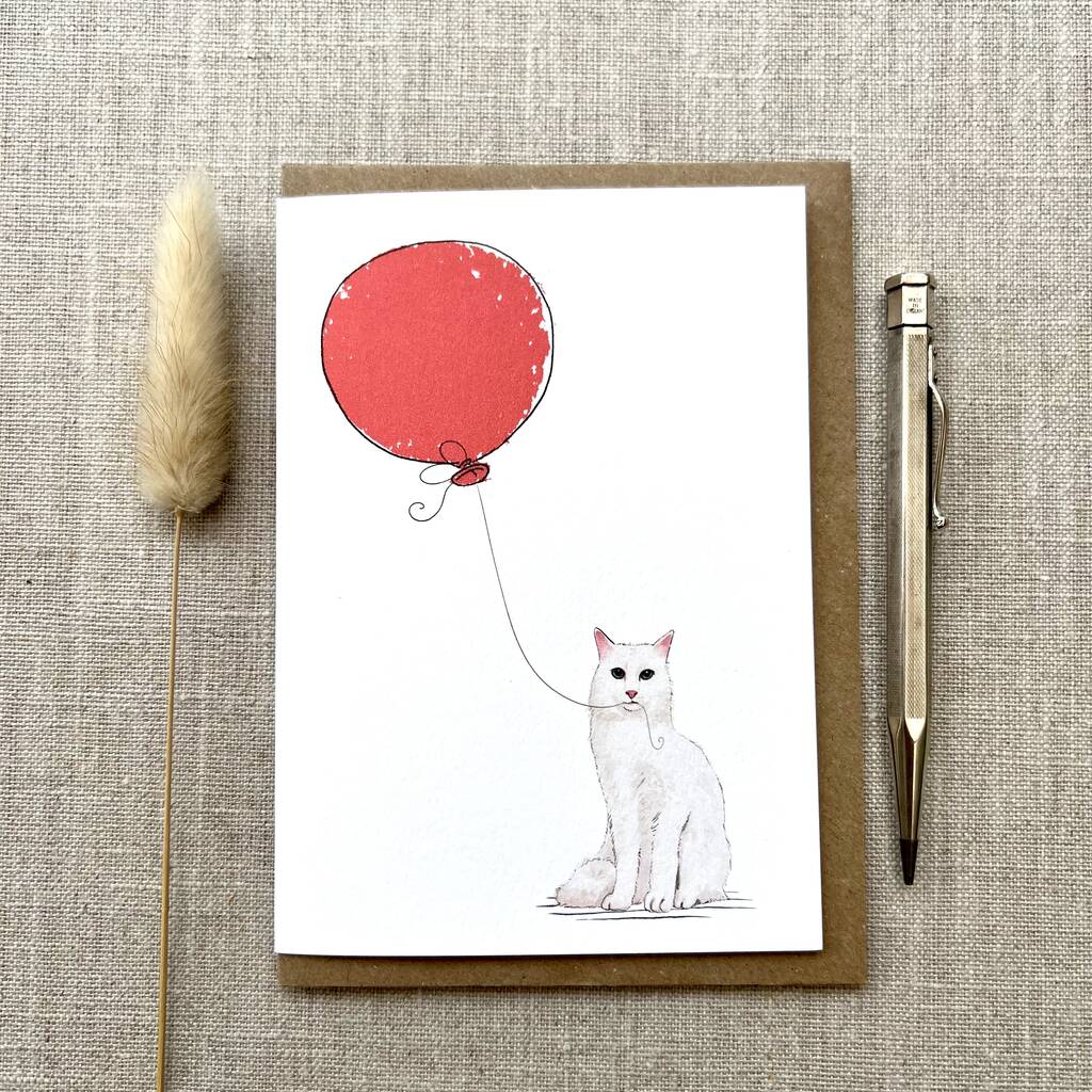 Personalised Turkish Angora Cat Birthday Card, 1 of 5