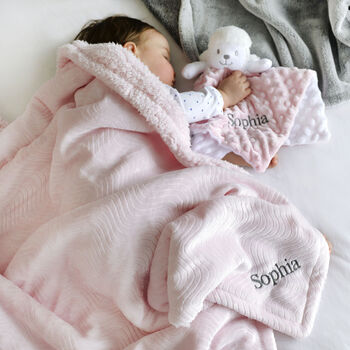 Personalised Pink Sherpa Blanket And Lamb Comforter Set, 2 of 8