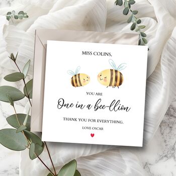 Personalised Thank You Teacher Card, Bee Pun End Of Term Card, Teacher Appreciation, 2 of 3