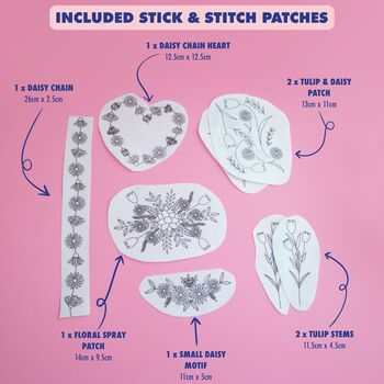 Stick And Stitch Embroidery Patches: Tulips And Daisies, 4 of 9
