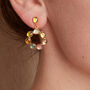 Tourmaline Gold Plated Silver Circle Earrings, thumbnail 2 of 4