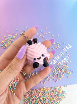 Articulated Wool Yarn Ball Clicker Fidget Keychain, 2 of 5