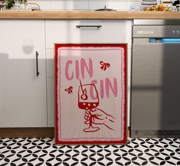 Cin Cin Wall Art Print Happy Hour Kitchen Disco, 7 of 8
