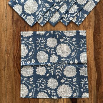 Dining Napkins, Indian Block Print, 12 Inches, 2 of 8