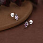 Sterling Silver Amethyst Purple Cz Rhombus 16 G Flat Back Labret Earrings, thumbnail 6 of 11