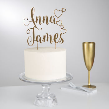 Personalised Couples Hearts Cake Topper, 2 of 5