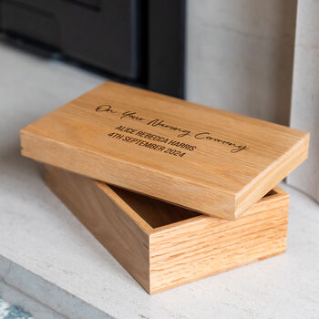 Personalised Christening Baptism Naming Day Oak Keepsake Box, 3 of 3