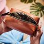 Personalised Leather Wash Bag With Tropical Lining, thumbnail 8 of 10