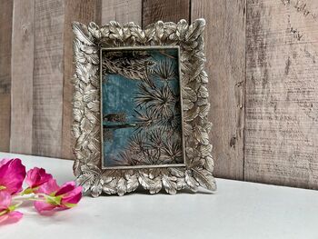Silver Ornate Leaf Photo Frame 6x4 Portrait / Landscape Gift, 5 of 8