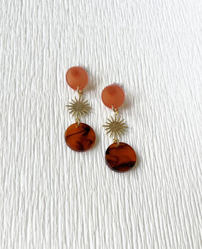 Triple Amber Sun Drop Earrings, 2 of 5