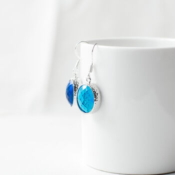 Azure Blue Faceted Glass Earrings, 4 of 7