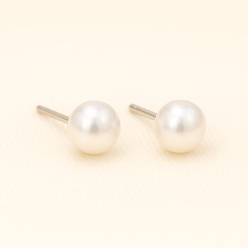Classic Sterling Silver White Freshwater Pearl Stud Earrings, 3 of 7