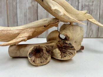 Hand Carved Wooden Whale Pair Sculpture Ornament, 9 of 12