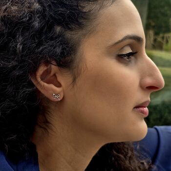 Cute Bow Tie Bowknot Silver Everyday Stud Earrings, 2 of 5