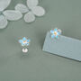 Sterling Silver Forget Me Not Flower 16 G Flat Back Stud Earring, thumbnail 1 of 10