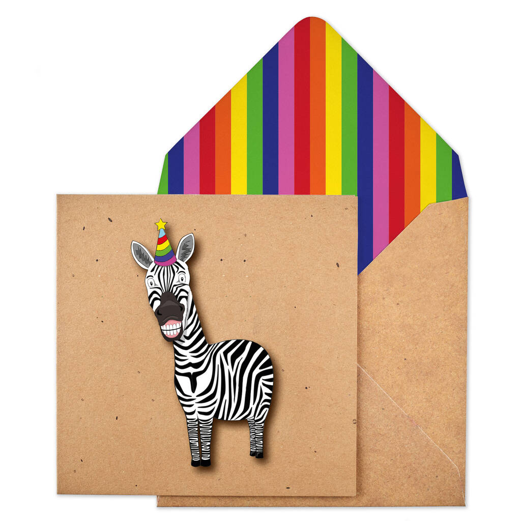 Handmade Zebra Personalised Birthday Card, 1 of 5