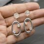 Rose Quartz, Moonstone Silver Earrings, thumbnail 1 of 3