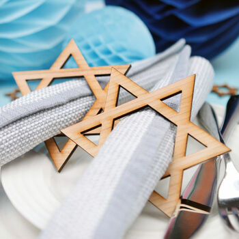 Hanukkah Star Of David Wooden Napkin Rings, 3 of 4