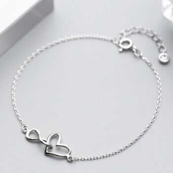 Mother And Daughter Sterling Infinity Heart Bracelet, 3 of 6