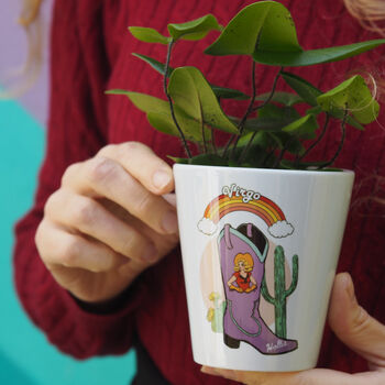 Personalised Cowgirl Zodiac Plant Pot Birthday Gift, 2 of 6