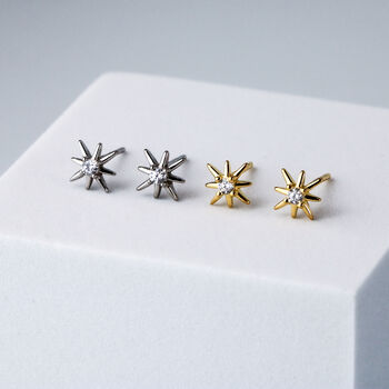 Sterling Silver Sparkly Star Stud Earrings, 4 of 7
