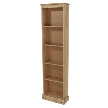 Tall Narrow Corona Design Pine Bookcase, Antique Wax, 6 of 6