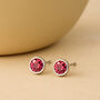 Sterling Silver October Tourmaline Birthstone Stud Earrings, thumbnail 2 of 4
