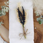 Dried Flower Cream And Navy Lavender Buttonhole, thumbnail 3 of 8
